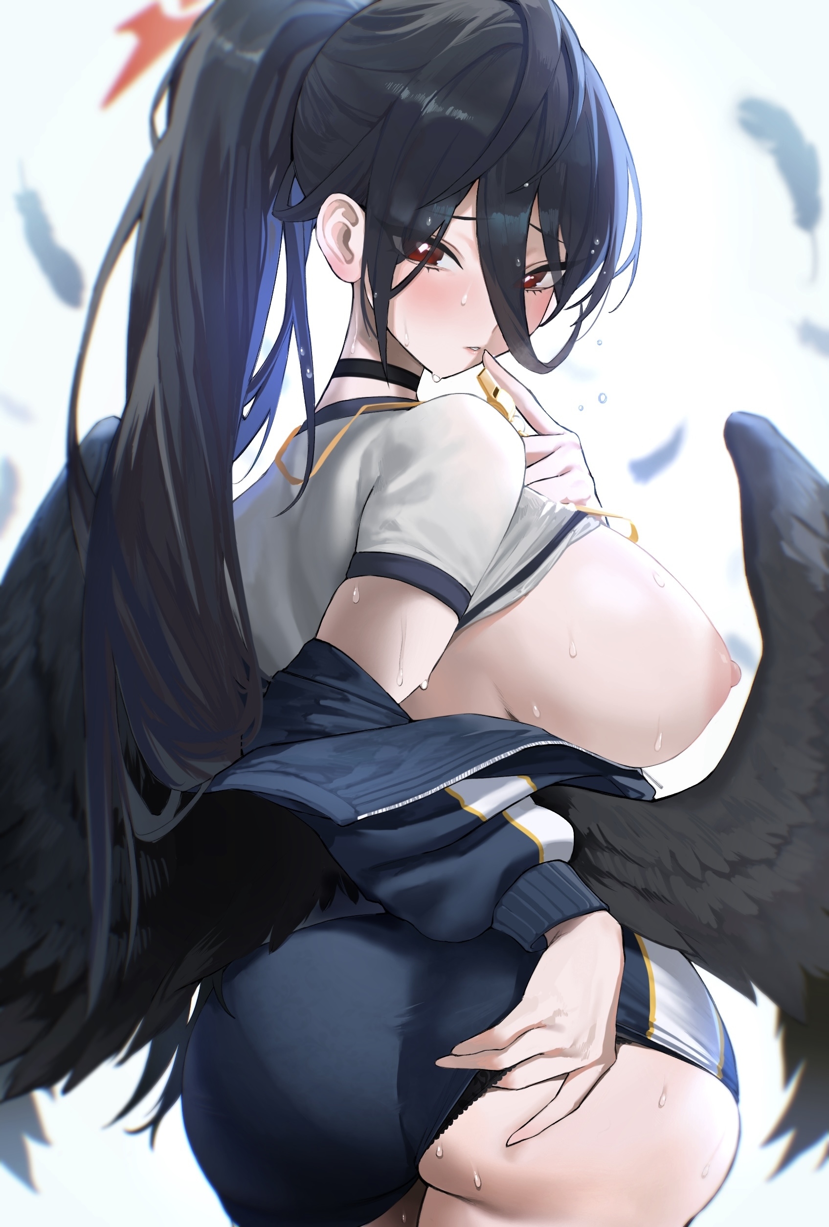 Kazane Wind Blue Archive Hanekawa Hasumi Angel Ass Breasts Gym Uniform